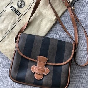 Authentic Vintage Fendi Pequin Crossbody Bag